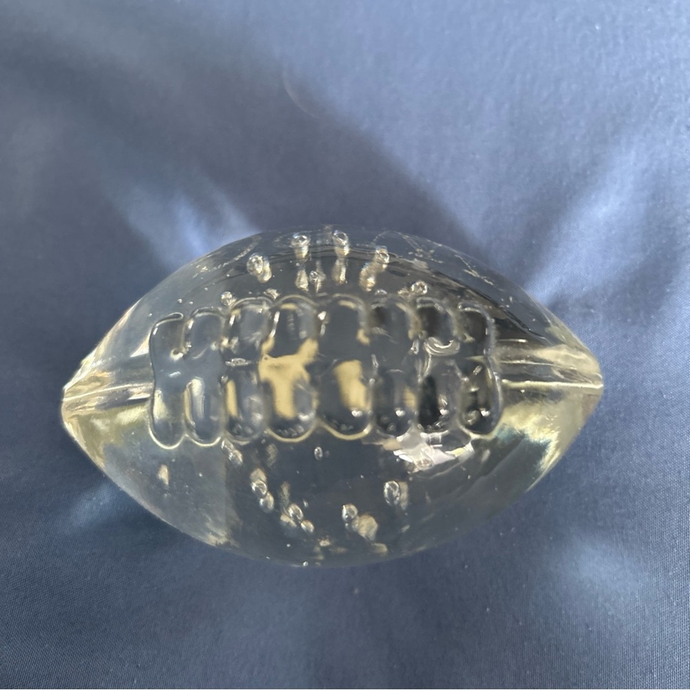 Clear Glass Football Paperweight